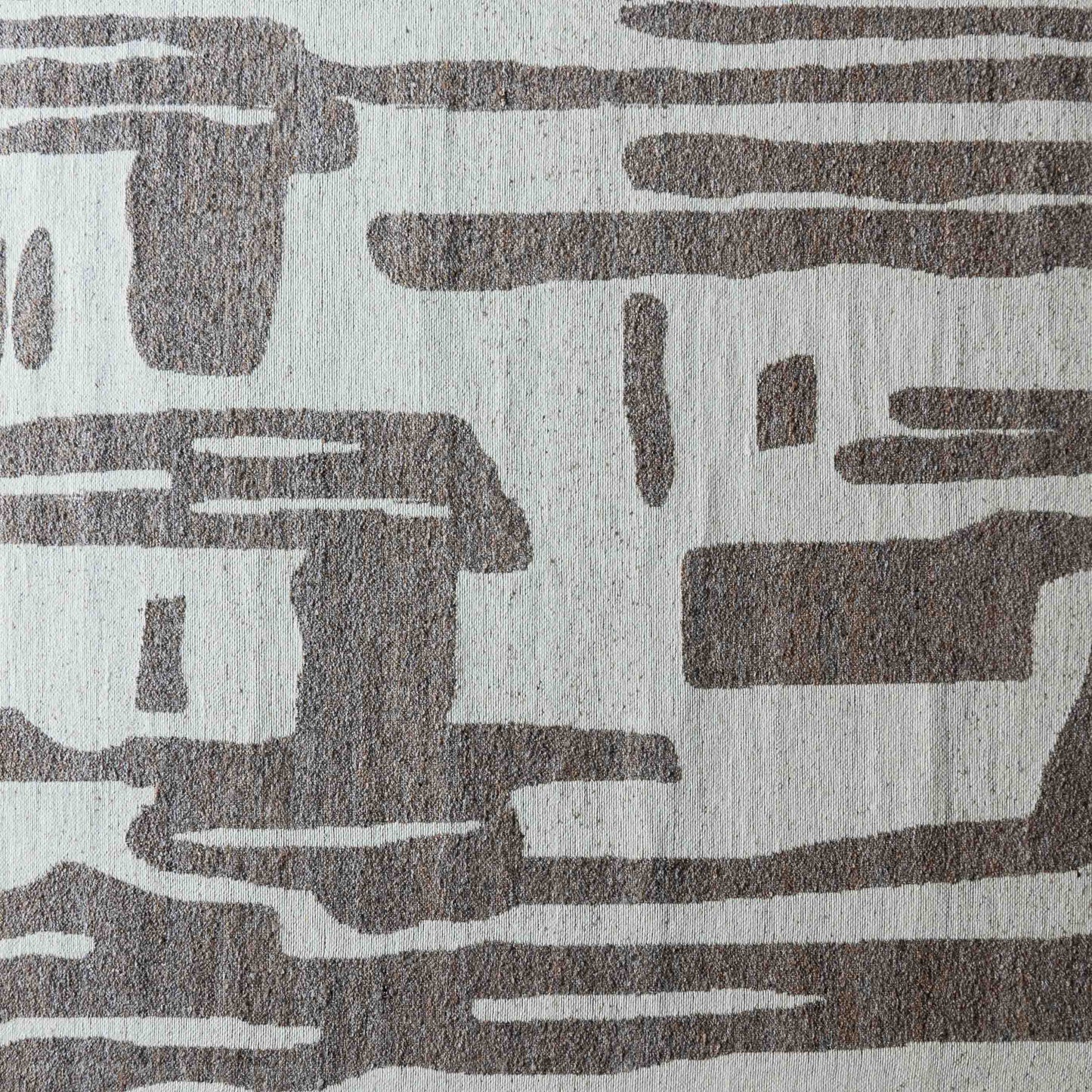 Brown Handcrafted Beige and Brown Wool Rug -101 Rug