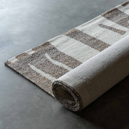 Brown Handcrafted Beige and Brown Wool Rug -101 Rug