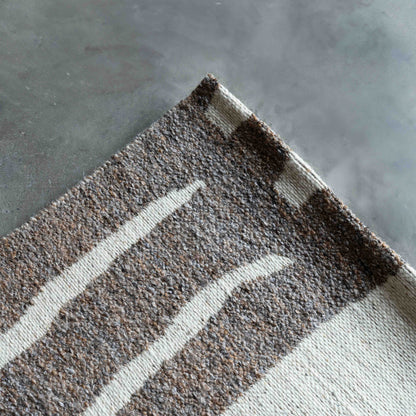 Brown Handcrafted Beige and Brown Wool Rug -101 Rug