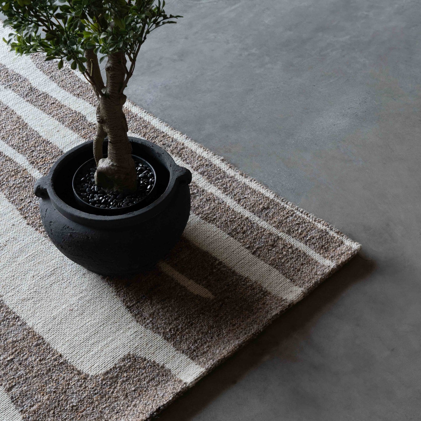 Brown Handcrafted Beige and Brown Wool Rug -101 Rug