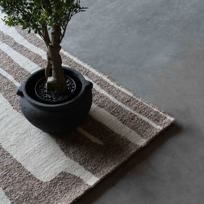 Brown Handcrafted Beige and Brown Wool Rug -101 Rug