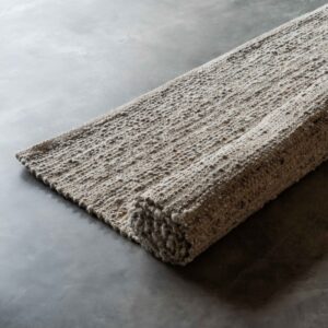 Handcrafted Beige and Grey Wool Rug
