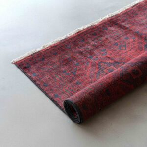 Handcrafted Red Vintage Style Wool Rug